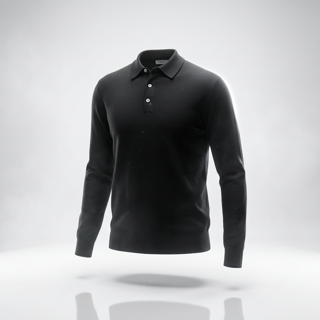 Clean black polo knit sweater