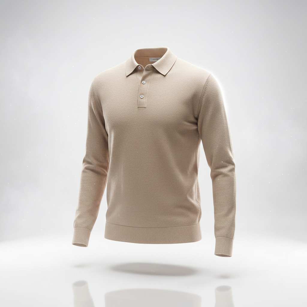 Polo knit sweater in beige