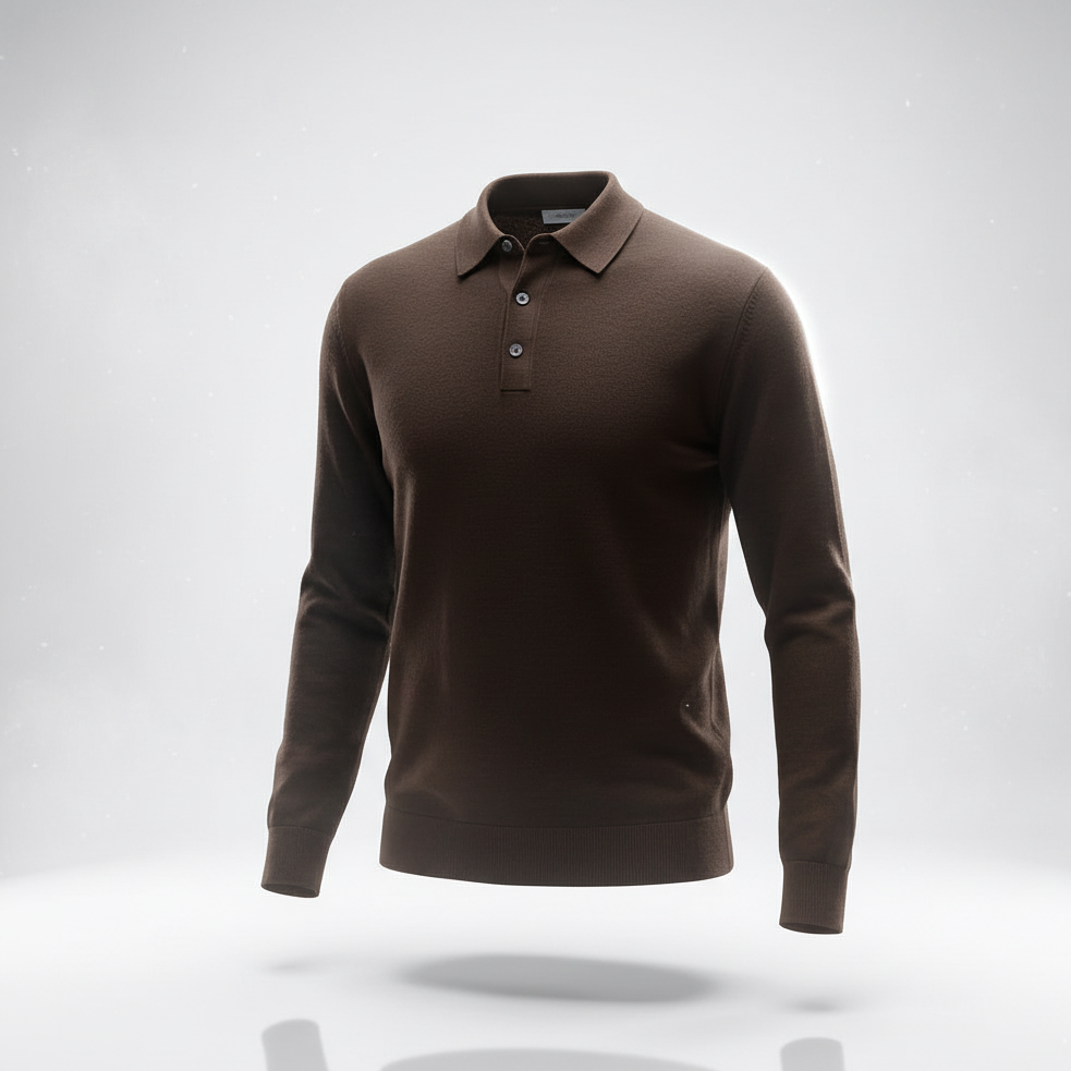 Polo knit sweater in dark brown