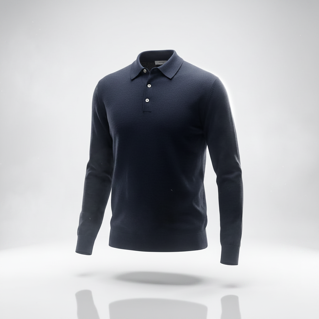 Polo knit sweater in navy blue